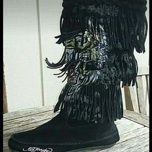 Ed Hardy fringe boots